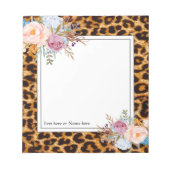 Bloc-note empreinte de léopard, guépard, tendance, floral, d (Devant)
