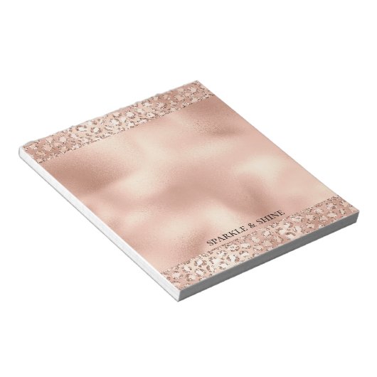 Bloc-note Empreinte de léopard Peach Rose Gold Blush Pink Gl (Incliné)