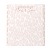 Bloc-note Empreinte de léopard rose et blanc avec nom (Devant)