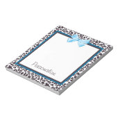 Bloc-note Empreinte de léopard tendance et ruban bleu avec n (Tourné)