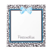 Bloc-note Empreinte de léopard tendance et ruban bleu avec n (Devant)