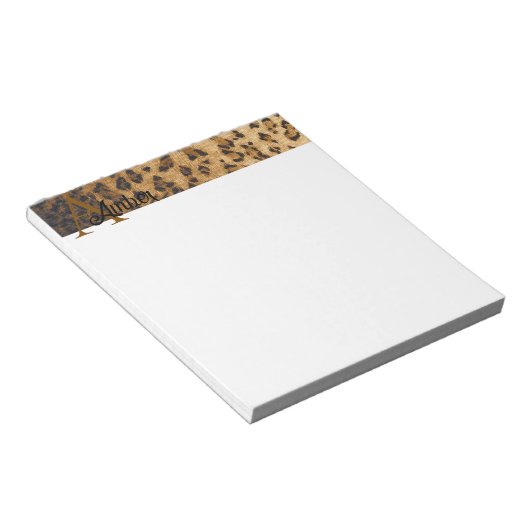 Bloc-note Empreinte de léopard Un monogramme initiales Bloc- (Incliné)