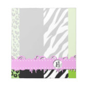 Bloc-note Empreinte de léopard, Zebra Print, Vert, Monogramm (Devant)