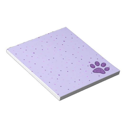 Bloc-note empreinte de patte de chat mousseux - violet (Incliné)