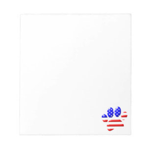 Bloc-note Empreinte de patte de chien Drapeau américain