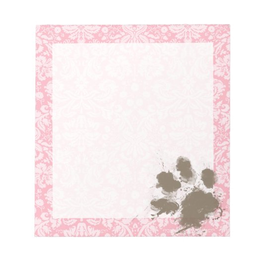 Bloc-note Empreinte drôle sur Bubble Gum rose Damask (Devant)