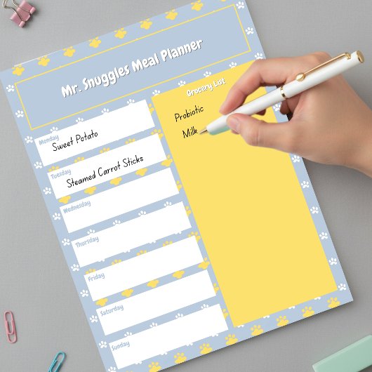 Bloc-note Empreinte Mignonne | Planificateur de Repas