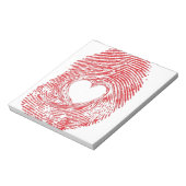 Bloc-note empreinte rouge avec coeur (Tourné)