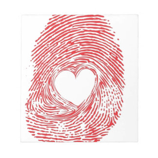 Bloc-note empreinte rouge avec coeur