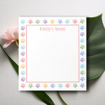 Bloc-note Empreintes de pattes Animaux Pastel Colorés Et Tex<br><div class="desc">Un design de bordure amusant et coloré de différentes silhouettes empreintes de pattes d'animaux de couleur. Les couleurs sont le bleu,  le violet,  le rose,  l'orange et le vert. Il y a aussi une zone de texte personnalisable pour un titre.</div>