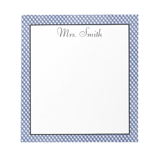 Bloc-note En vichy bleu (Devant)