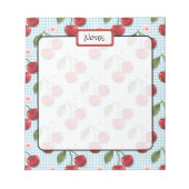 Bloc-note En vichy Bleu Rustique Et Cerises (Devant)