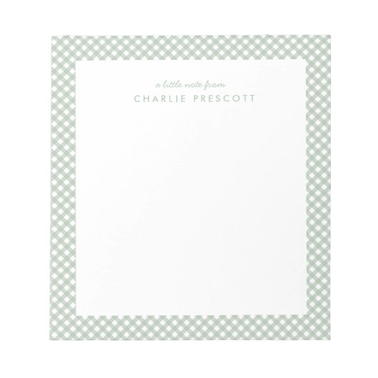 Bloc-note En vichy classique mignon vert simple personnalisé (Devant)