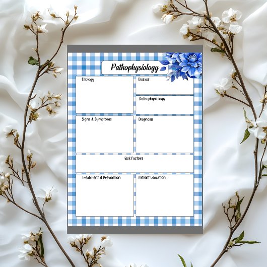 Bloc-note En vichy Floral bleu_ Température de la pathophysi