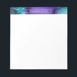 Bloc-note Encre d'alcool turquoise et violette Liquide Art A<br><div class="desc">Ce design a été accentué par un morceau d'art abstrait original au sommet. La forme d'art fluide - dans les tons turquoises et violets - rappelle un peu l'aquarelle abstraite, bien que l'effet soit obtenu par l'utilisation d'"encre d'alcool". Utilisez le champ modèle pour ajouter votre nom et si vous préférez...</div>