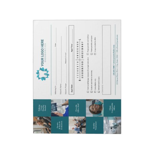 Bloc-note Endodontie modifiable Rendez-vous de référence (Tourné)