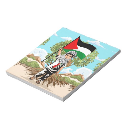 Bloc-note Enfant avec Keffiyeh Palestine Drapeau et olivier (Tourné)