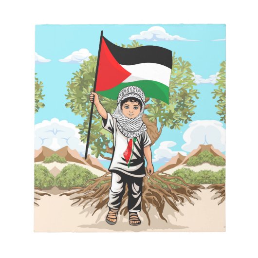 Bloc-note Enfant avec Keffiyeh Palestine Drapeau et olivier (Devant)