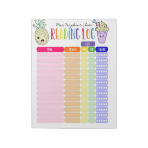 Bloc-note Enfants Lecture log homeschool lecture log, ananas