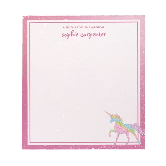 Bloc-note Enfants Rainbow Unicorn (Devant)