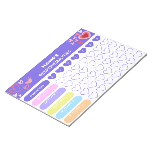 Bloc-note Enfants Respons hebdomadairesIbility Chart Thème C (Incliné)