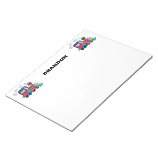 Bloc-note Enfants Train Boys Blue Custom Name (Incliné)