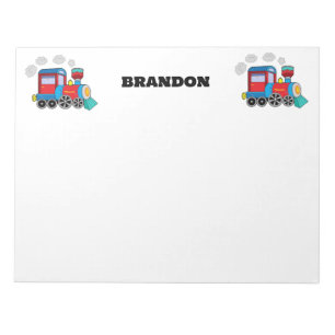 Bloc-note Enfants Train Boys Blue Custom Name