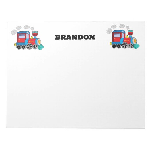 Bloc-note Enfants Train Boys Blue Custom Name (Devant)