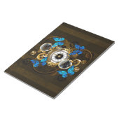 Bloc-note Engrenages à vapeur et papillons bleus (Incliné)