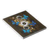 Bloc-note Engrenages Steampunk et papillons bleus (Incliné)