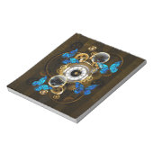 Bloc-note Engrenages Steampunk et papillons bleus (Tourné)