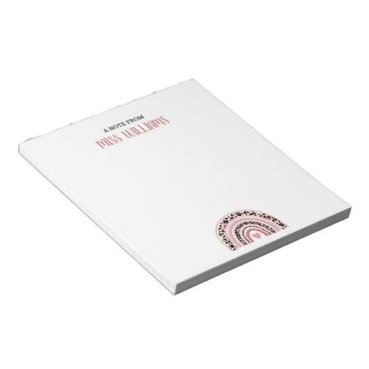 Bloc-note Enseignant Boho Empreinte de léopard arc-en-ciel (Incliné)