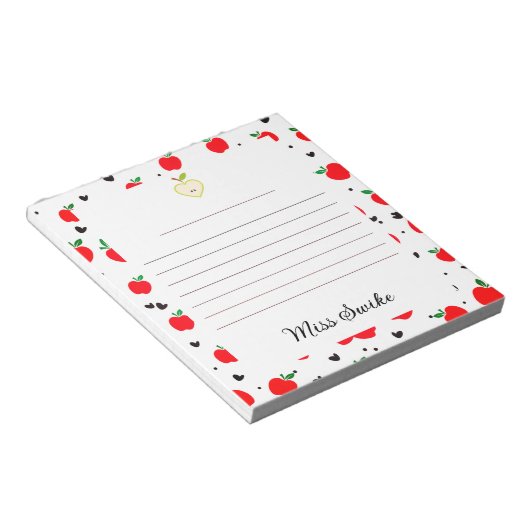 Bloc-note Enseignant des pommes et des coeurs (Incliné)