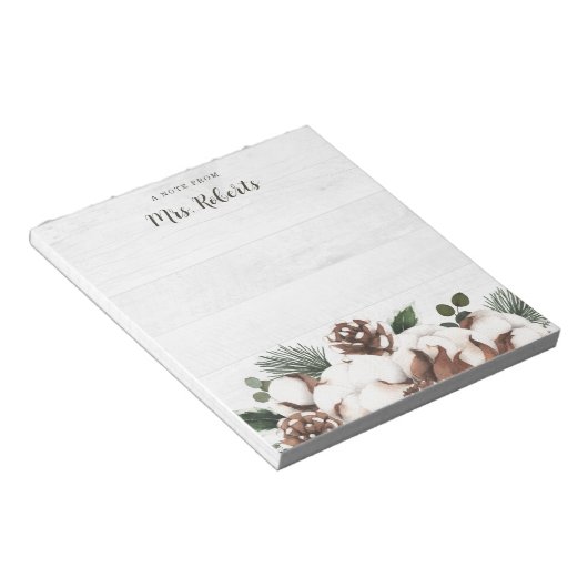 Bloc-note Enseignant en coton de pin rustique d'hiver (Incliné)