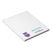 Bloc-note Enseignant Personnalisé Cute Purple Owl Du Bureau (Incliné)