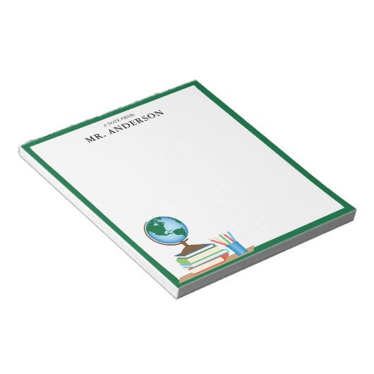 Bloc-note Enseignant personnalisé dans les livres scolaires  (Incliné)