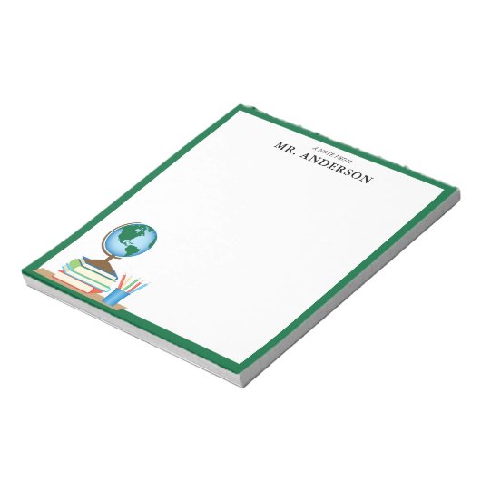 Bloc-note Enseignant personnalisé dans les livres scolaires  (Tourné)