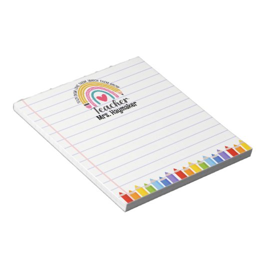 Bloc-note Enseignant Rainbow Crayons école fourniture arc-en (Incliné)