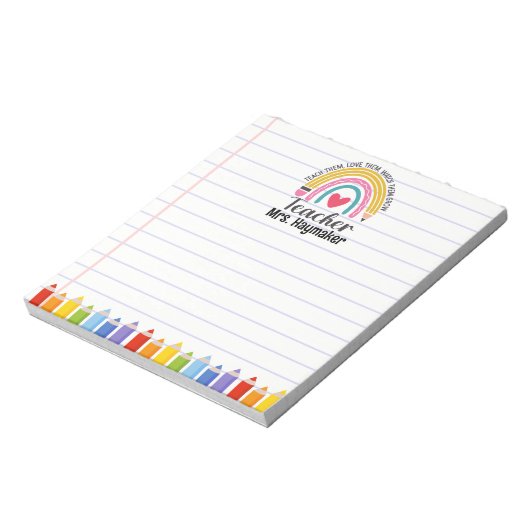 Bloc-note Enseignant Rainbow Crayons école fourniture arc-en (Tourné)