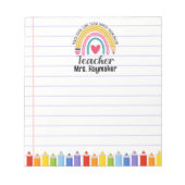 Bloc-note Enseignant Rainbow Crayons école fourniture arc-en (Devant)