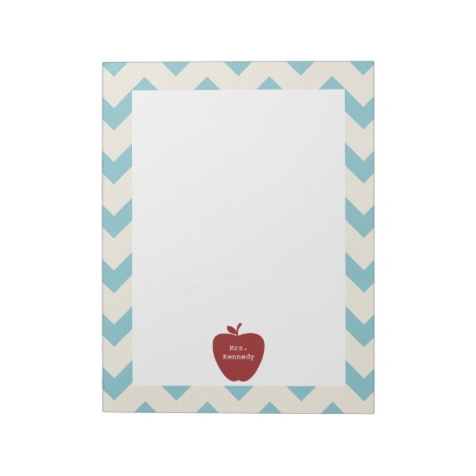 Bloc-note Enseignant Red Apple Light Blue Chevron (Tourné)