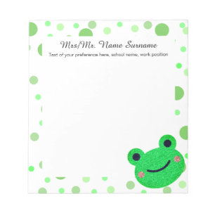Bloc-note Enseignant vert du Motif de point de grenouille