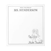 Bloc-note Enseignante en mathématiques féminine tirée à la m (Devant)