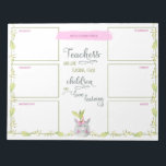 Bloc-note Enseignants Planificateur hebdomadaire Cute Unicor<br><div class="desc">Planificateur hebdomadaire personnalisé avec devis de l'enseignant. Le planificateur dispose d'une section pour chaque jour de la semaine plus une section supplémentaire pour les notes ou votre liste de choses à faire. Cette aquarelle a un plante en pots de licorne mignon et une bordure de feuilles et de verdure. L'enseignant...</div>