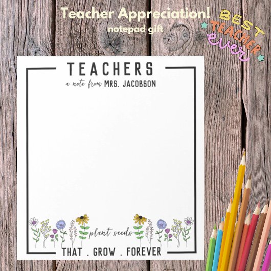 Bloc-note Enseignants Plantes semences qui grandissent pour 