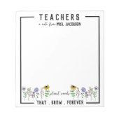 Bloc-note Enseignants Plantes semences qui grandissent pour  (Devant)