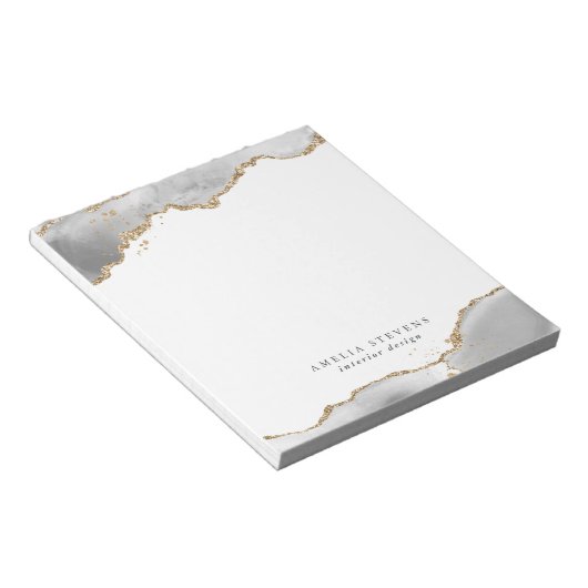 Bloc-note Entreprise Agate Blanche & Or (Incliné)