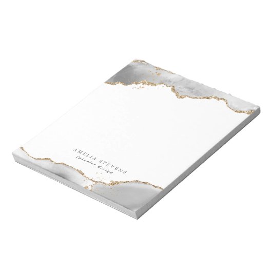 Bloc-note Entreprise Agate Blanche & Or (Tourné)