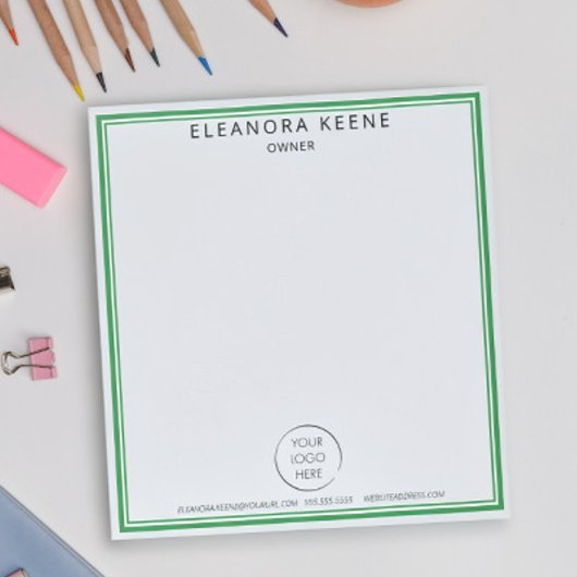 Bloc-note Entreprise Logo Vert Clair, Nom et Coordonnées