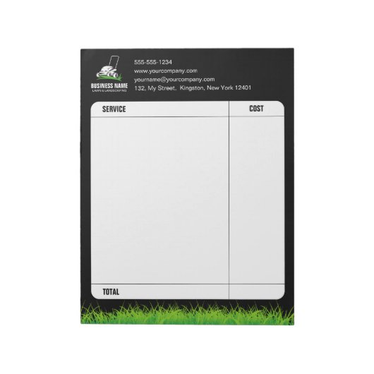Bloc-note Entretien professionnel de la pelouse verte Noire  (Tourné)